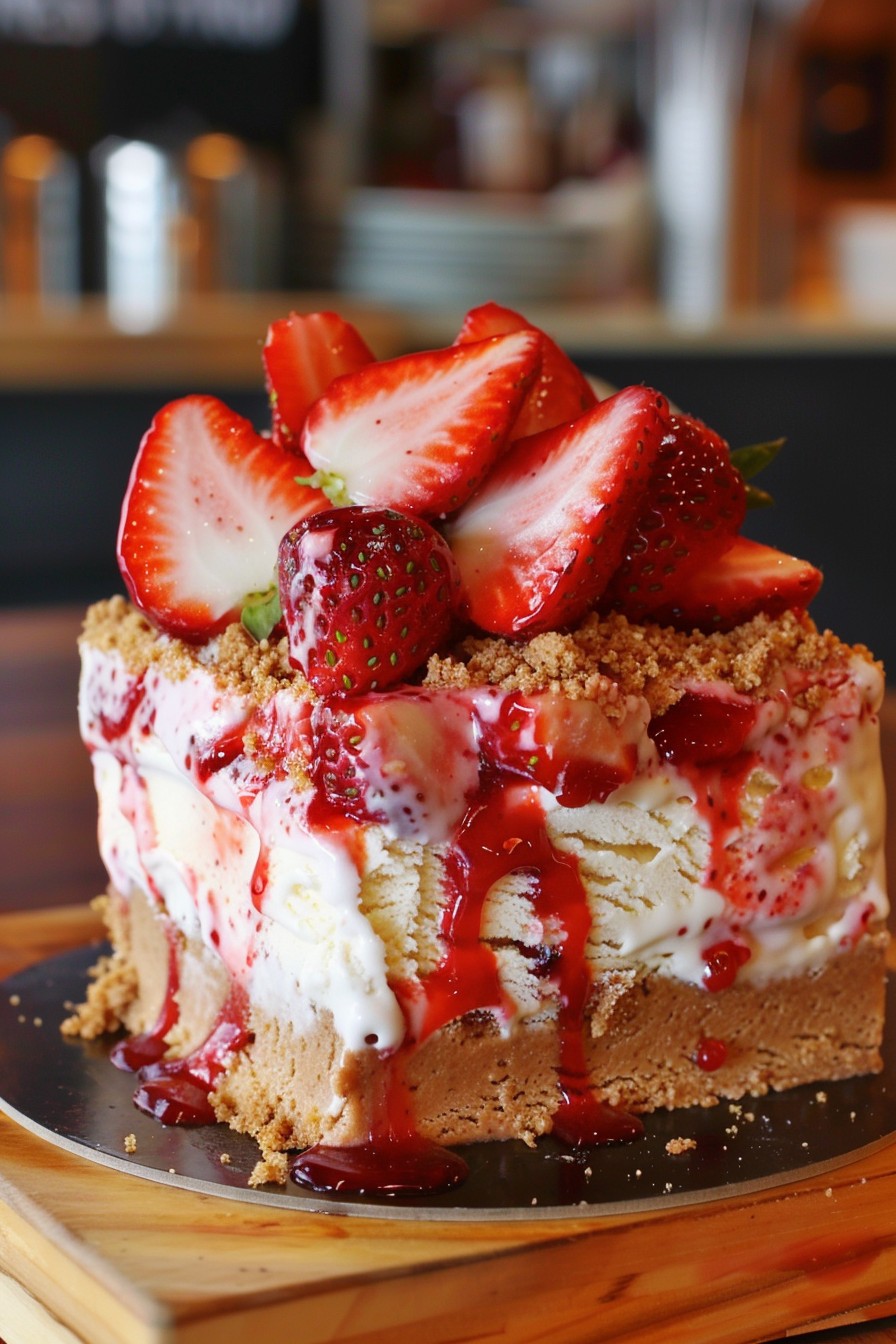 Strawberry Cheesecake Ice Cream Cake Recipe